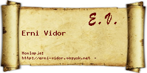 Erni Vidor névjegykártya